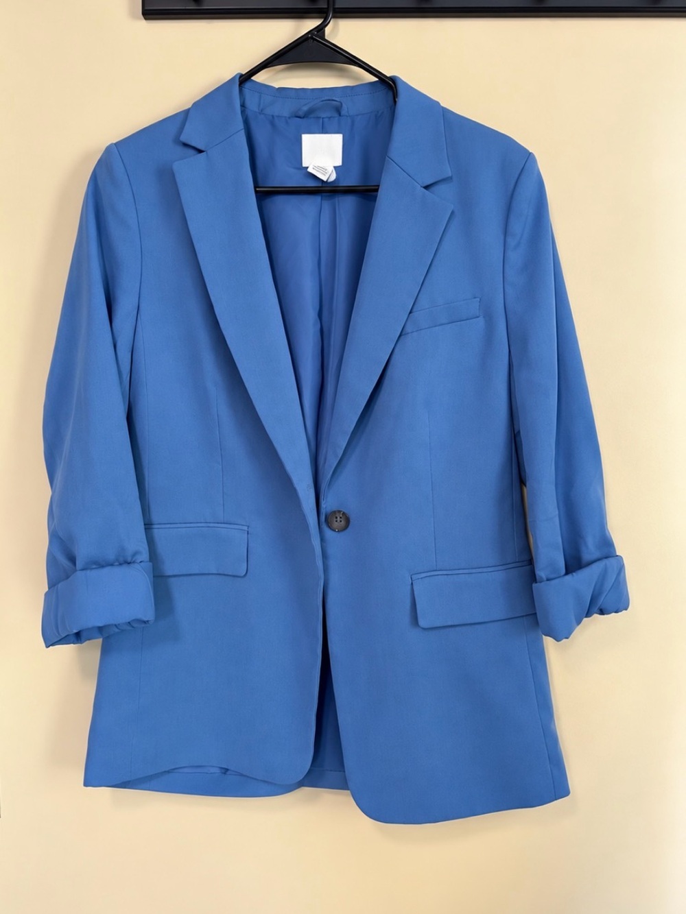 H&M Roll-Sleeve Single-Button Cobalt Blazer